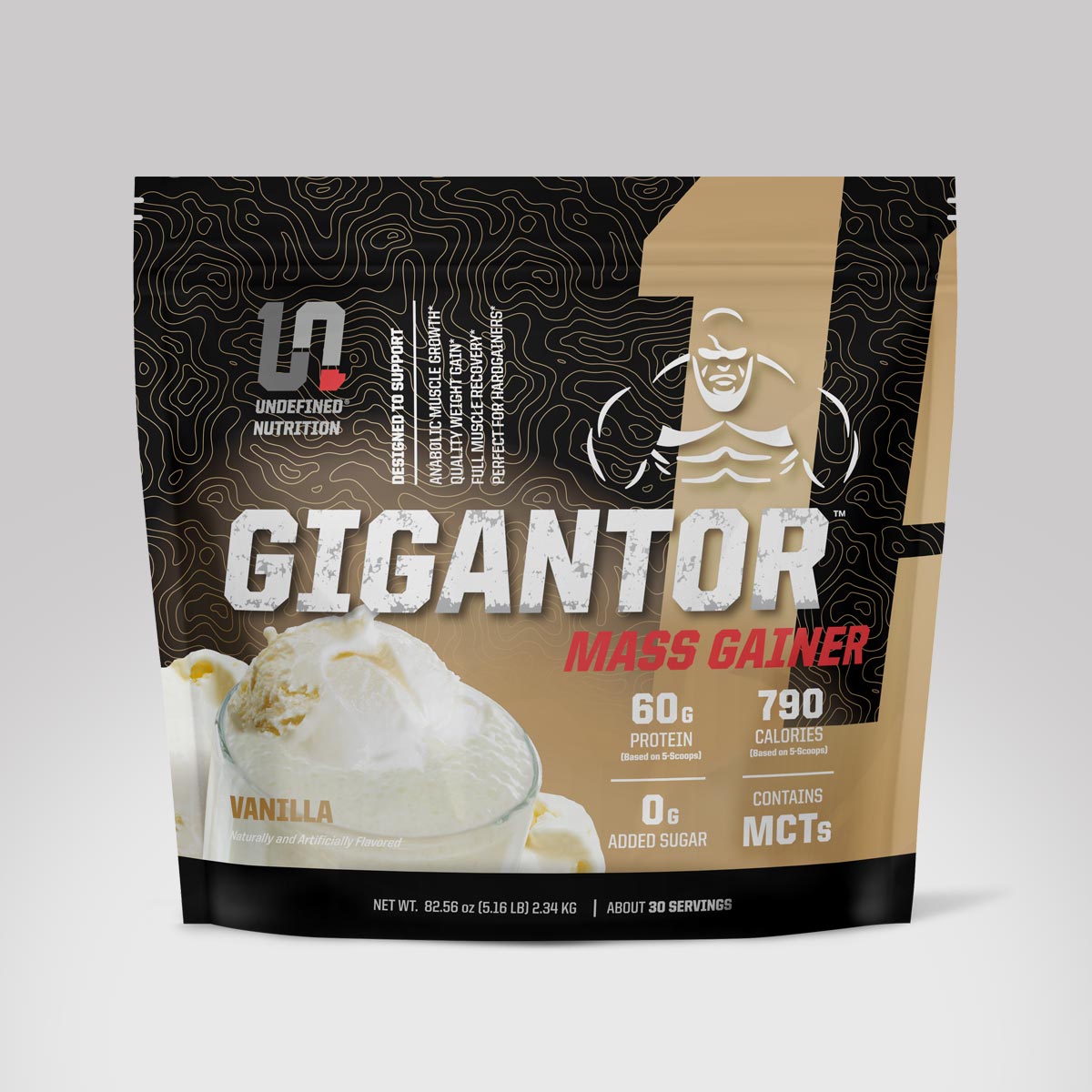 Gigantor Mass Gainer - Vanilla flavor nutritional supplement made by Undefined Nutrition - Brian Shaw