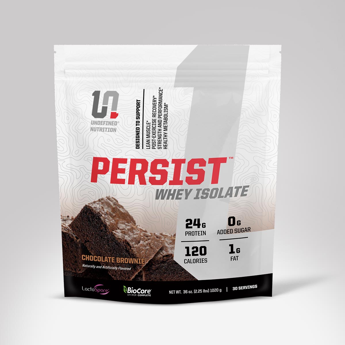 Persist Whey Protein Isolate - Chocolate Brownie flavor nutritional supplement made by Undefined Nutrition - Brian Shaw