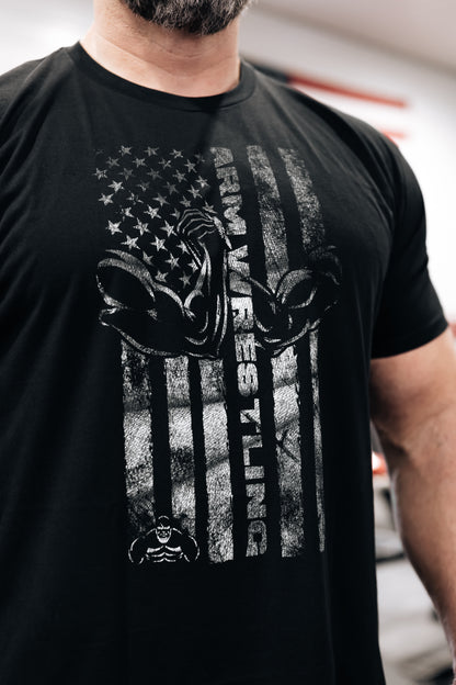 ARM WRESTLING FLAG T-SHIRT BY BRIAN SHAW