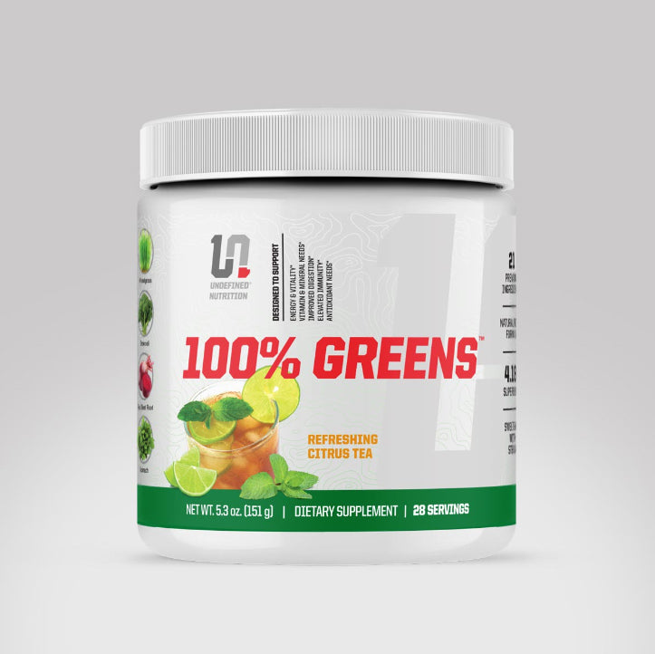 100% GREENS Powder by Undefined Nutrition packaging - front view