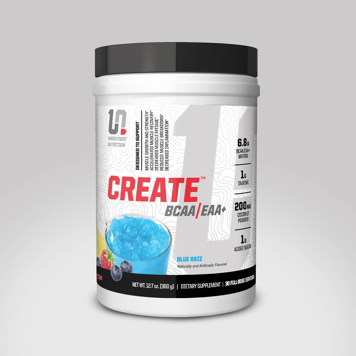Create BCAA/EAA+ Blue Razz flavor nutritional supplement made by Undefined Nutrition - Brian Shaw