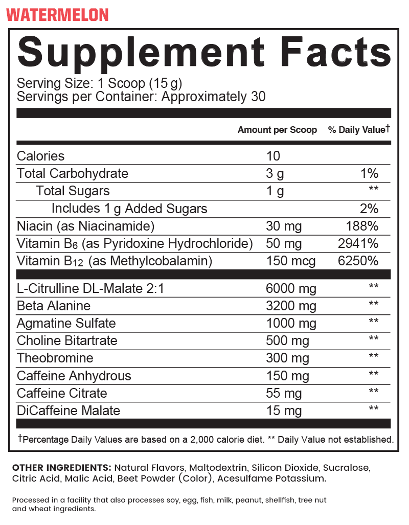 Supplement facts label: WATERMELON