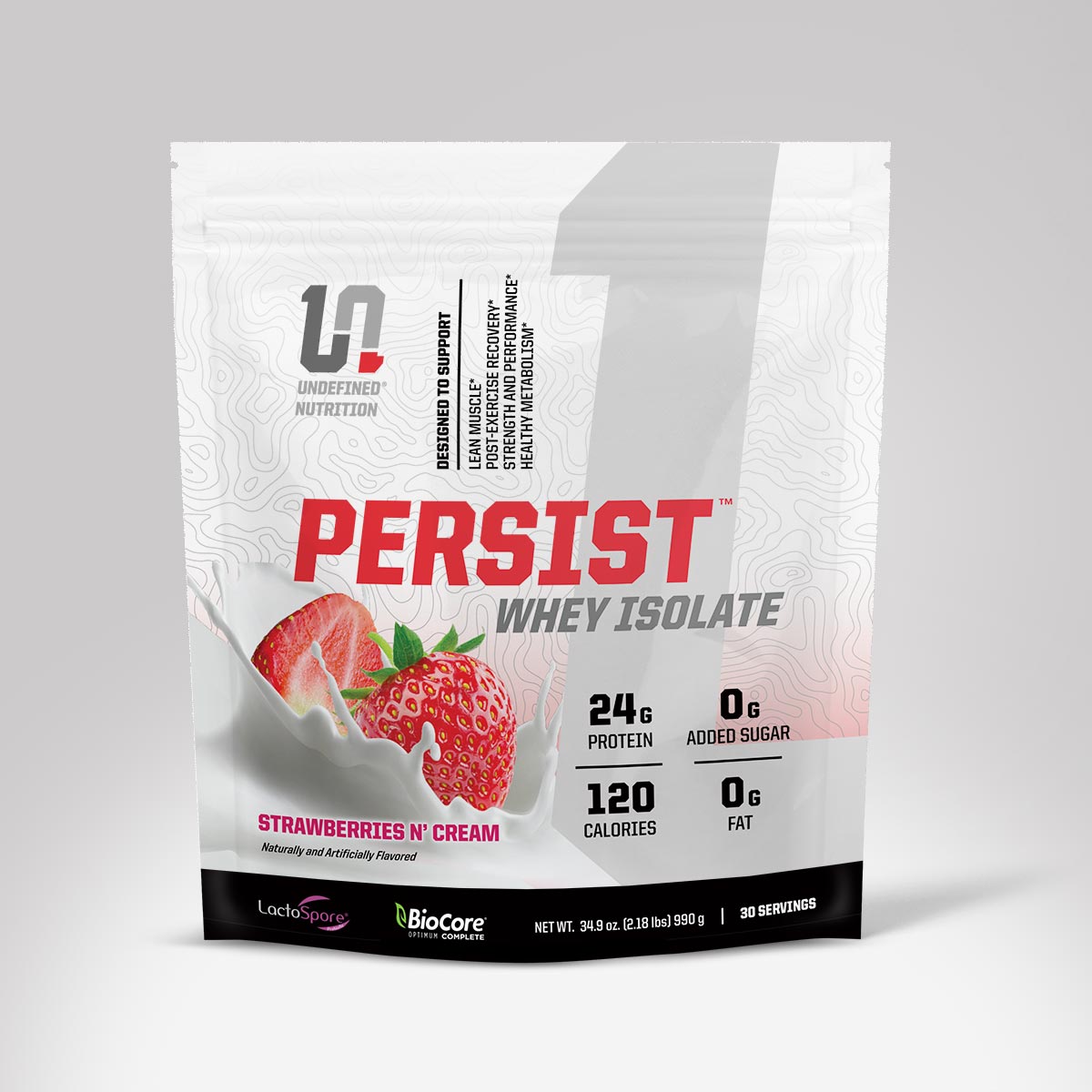 Persist Whey Protein Isolate - Strawberries N' Cream flavor nutritional supplement made by Undefined Nutrition - Brian Shaw